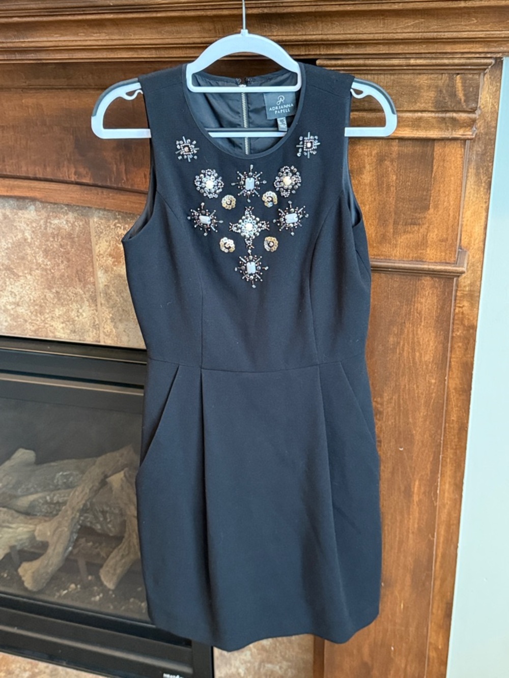 Adrianna Papell black formal sleeveless dress beadwork atomic detail size 4 - Picture 1 of 9